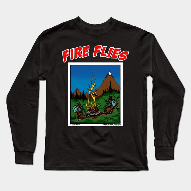 Fire Flies Around A Campfire Novelty Camping Gift Long Sleeve T-Shirt by Airbrush World